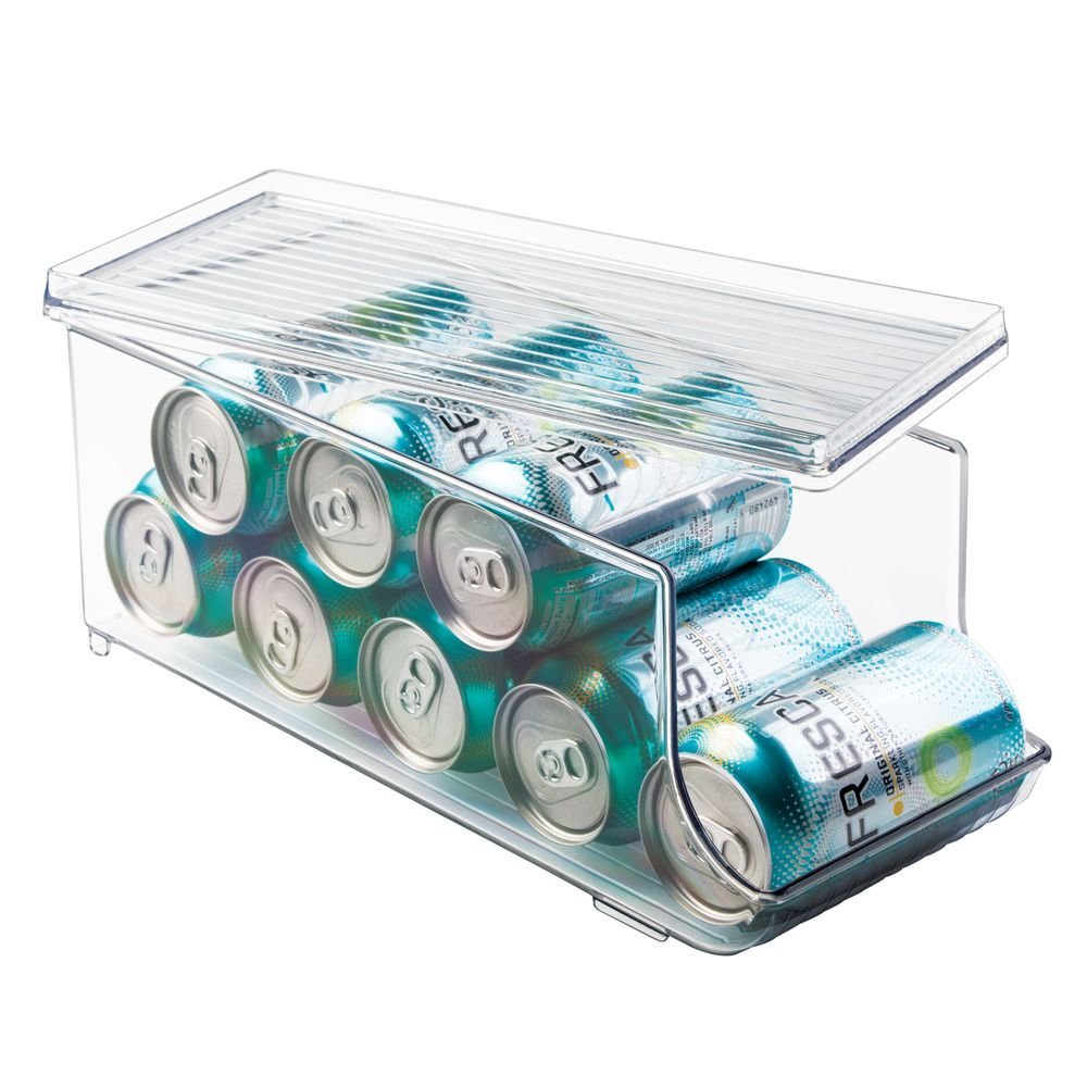 InterDesign Plastic Canned Food and Soda Can Organizer with Lid for Refrigerator, Freezer, and Pantry for Organizing Tea,  Water  $12.4