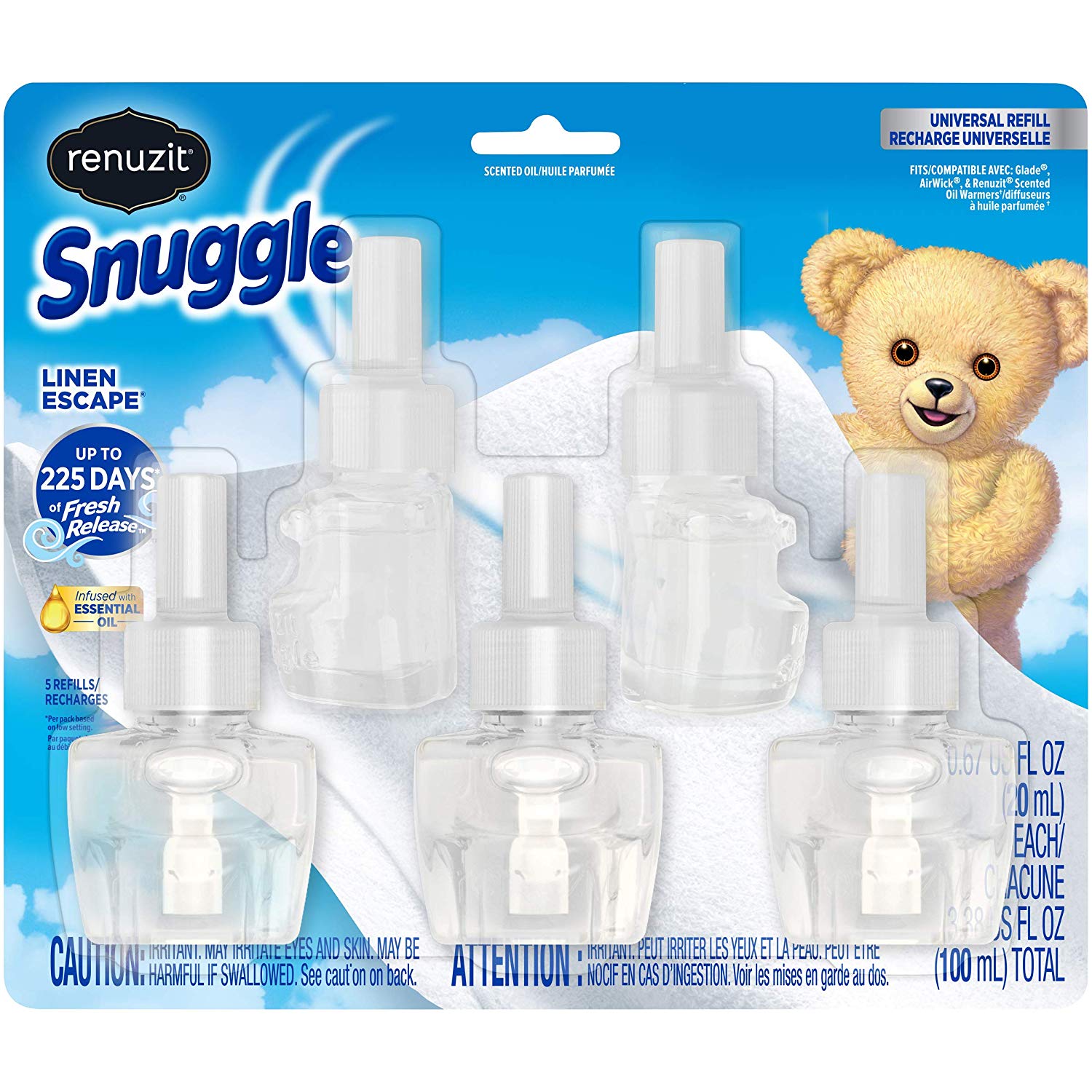 Renuzit Snuggle Scented Oil Refill for Plugin Air Fresheners, Linen Escape, 5Count [Linen Escape] $9.97