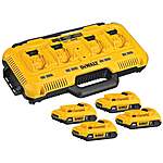 DeWalt DCB104D4 Multi-Port Fast Charger with 20V MAX Compact 2.0Ah Battery 4-Pack + Free Shipping $225.29