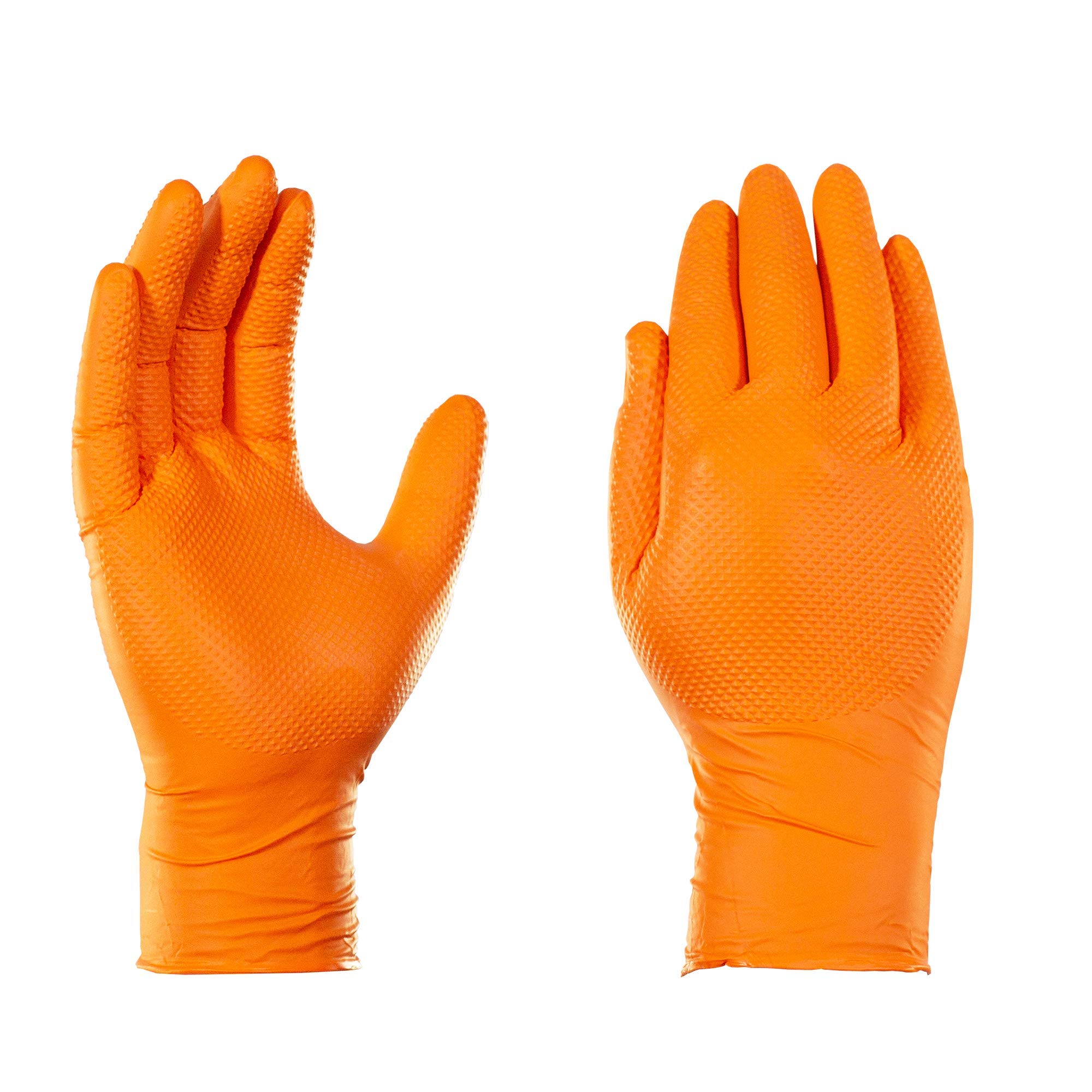 GLOVEWORKS HD Orange Nitrile Disposable Gloves, 8 Mil, Latex and Powder Free, Industrial, Food Safe, Raised Diamond Texture, Medium, Case of 1000 $136.95