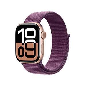 Walmart: Apple Watch Series 10 GPS + Cellular 42mm Rose Gold Aluminum Case with Plum Sport Loop $383.28