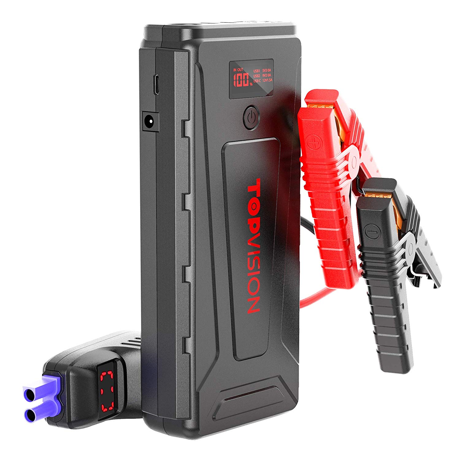 Lithium Ion Car Battery  Jump Starter , TOPVISION 2200A Peak 21800mAh Portable Power Pack with USB Quick Charge 3.0, $89.99 - 30% off coupon= $62.99