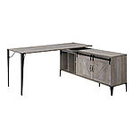 Acme Furniture Zakwani 65 in. L-Shaped Gray Oak and Black Finish Wood Writing Desk with Shelves OF00001 - $126.49