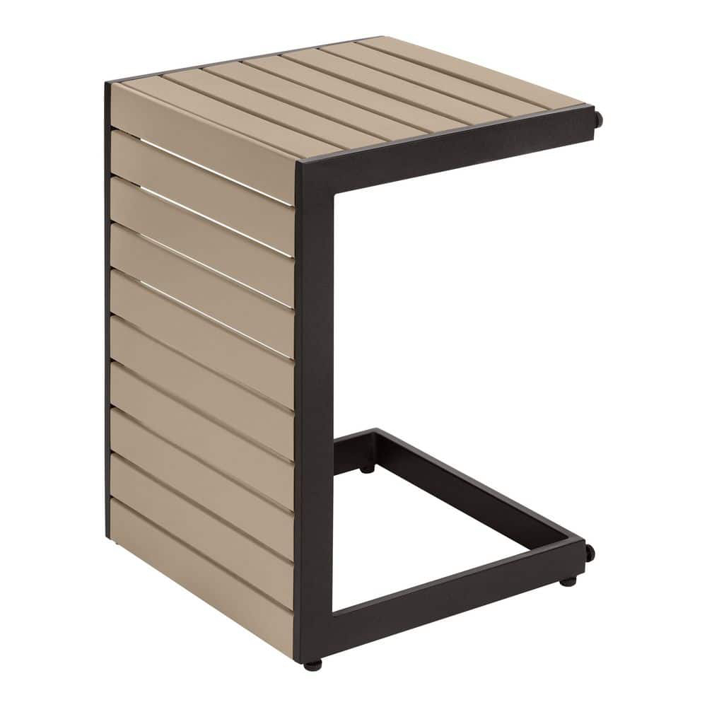 Hampton Bay 15.75 in. Fern Black C shape Metal Outdoor Side Table DE22562 - $15