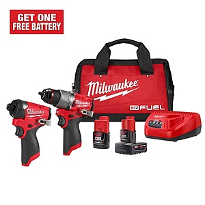 Milwaukee 3497-22 M12 FUEL Lithium-Ion Brushless Cordless Hammer Drill and Impact Driver Combo Kit $124.53 after 'hack' at home depot
