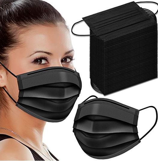 100 Pack Black Disposable Face Masks $10.87
