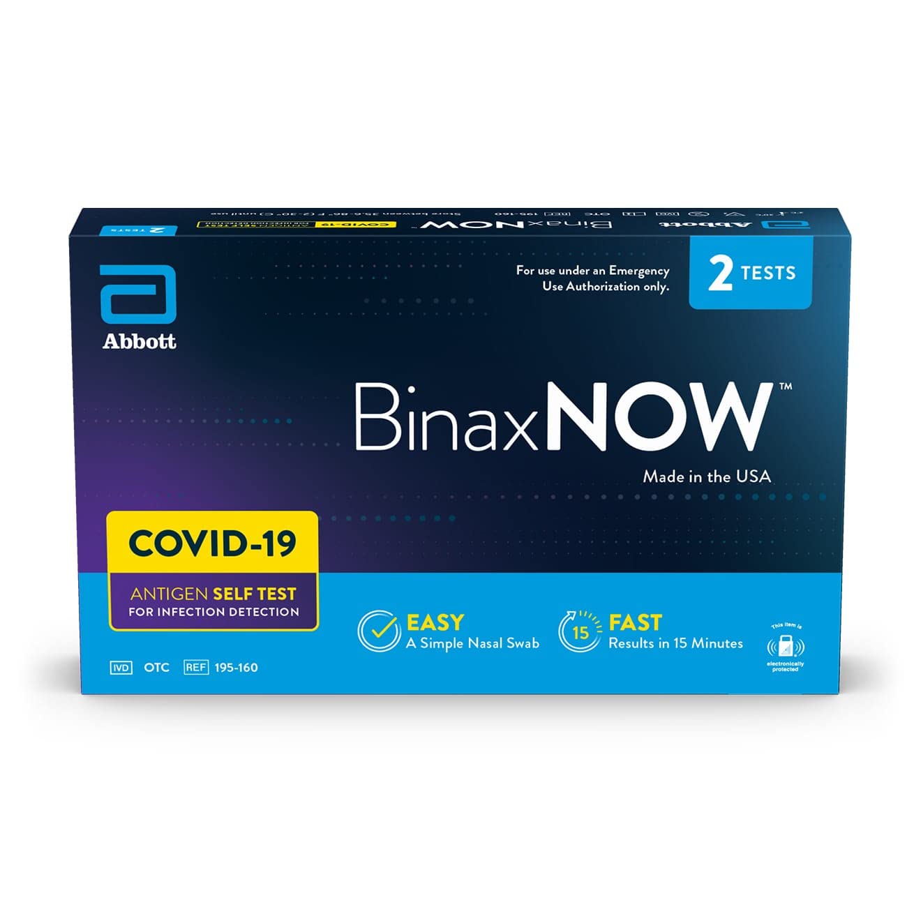 BinaxNOW COVID-19 Antigen Self Test, 1 Pack, 2 Tests Total, COVID Test $15.88 @ Amazon