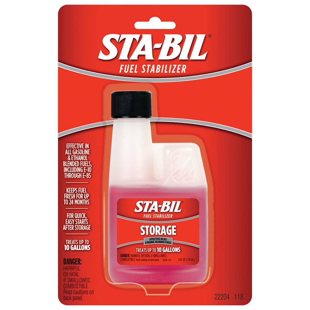 STA-BIL Storage Fuel Stabilizer - Keeps Fuel Fresh for 24 Months - Prevents Corrosion - Gasoline Treatment that Protects Fuel System-Fuel Saver-Treats 10 Gallons-4 Oz.$2.97 Amazon