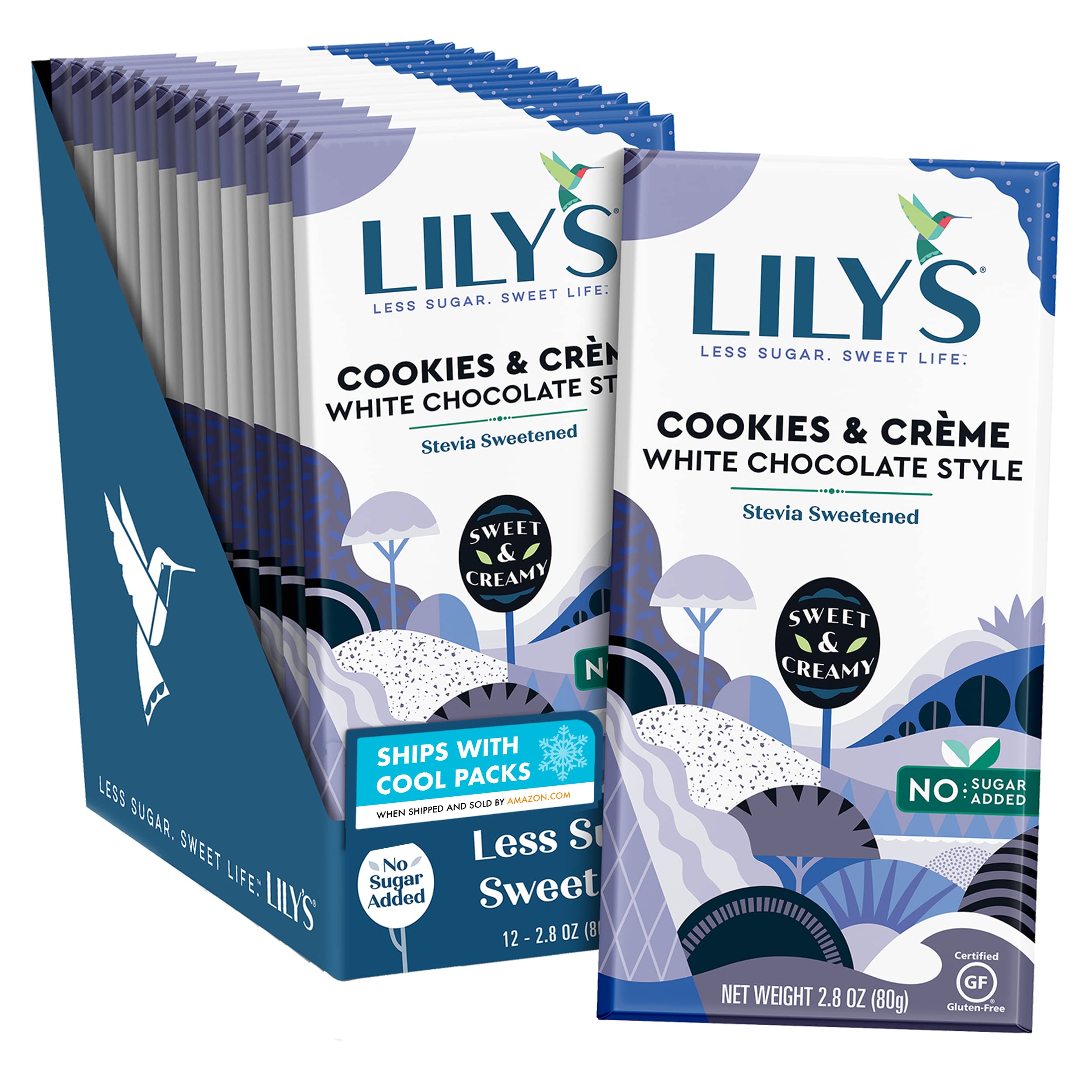 LILY'S Cookies and Crme White Chocolate Style, Individually Wrapped, Bulk No Sugar Added Sweets Bars, 2.8 oz (12 Count) $27.49 Amazon