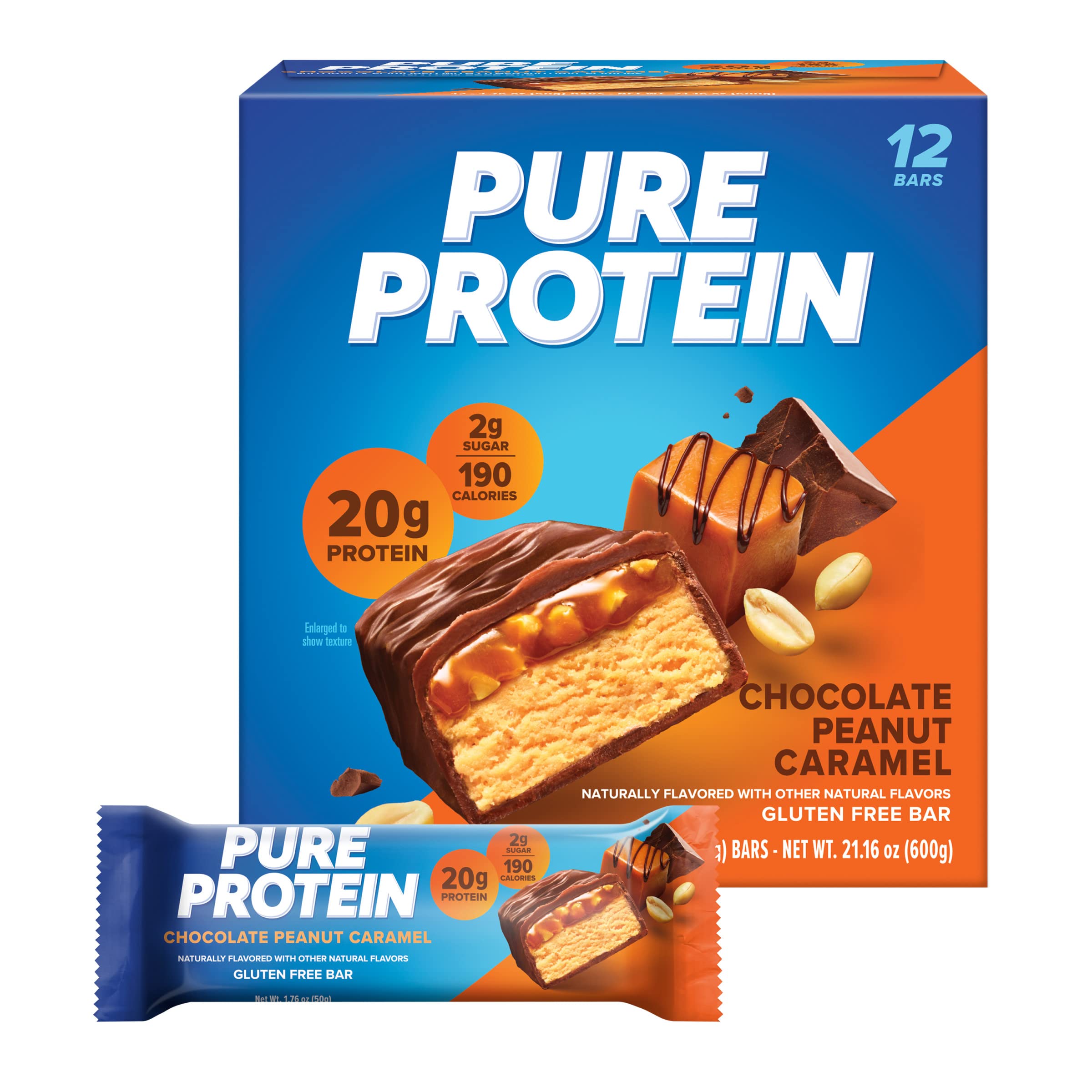 Pure Protein Bars, High Protein, Nutritious Snacks to Support Energy, Low Sugar, Chocolate Peanut Caramel, 1.76oz, 12 Pack, $11.19 w S&S Amazon