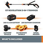 Worx GT Revolution 20V 12&quot; String Trimmer Grass Trimmer/Edger/Mini-Mower, WG170.3 $89.00 Amazon