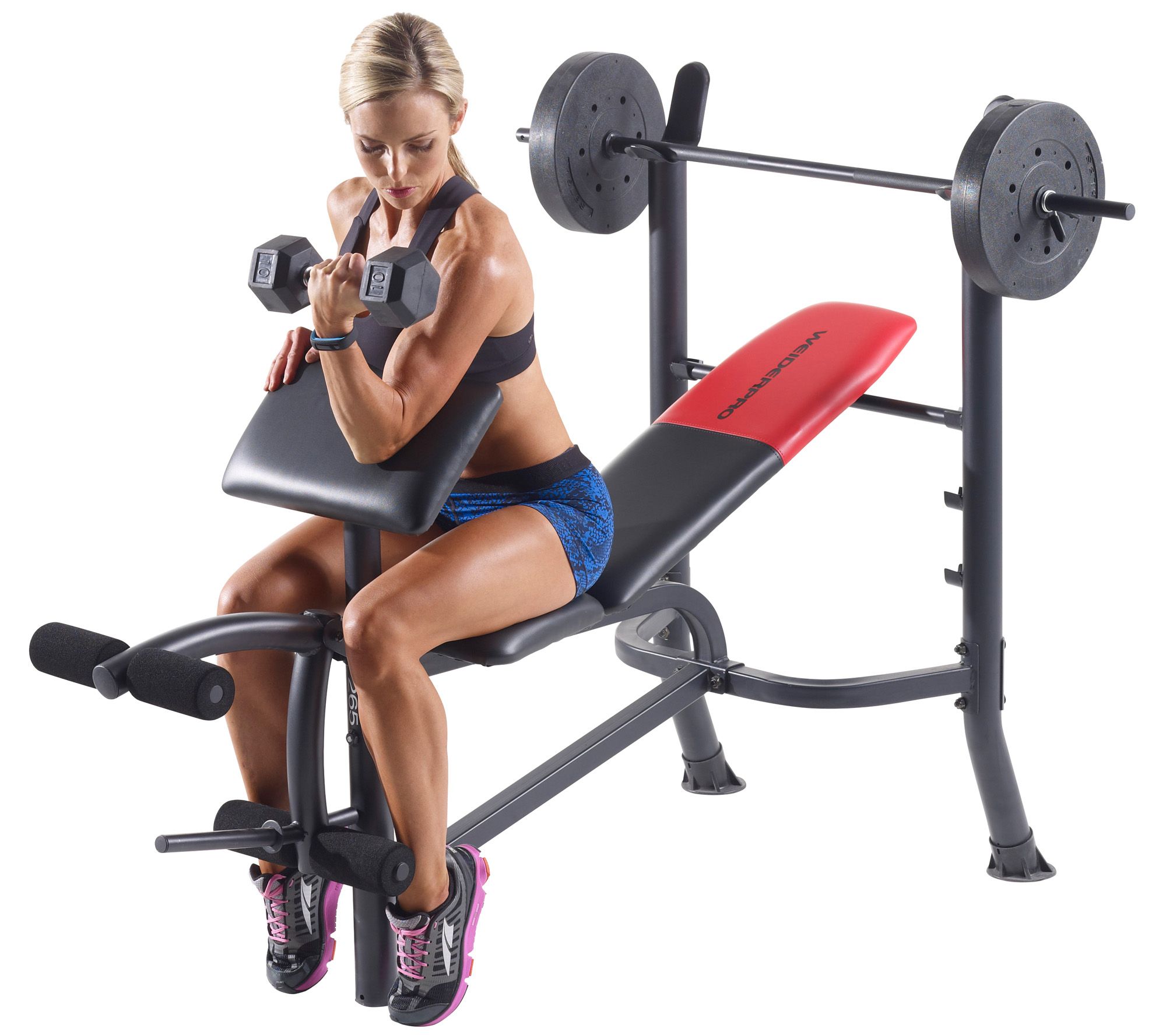 Weider Pro 265 Standard Bench Bar Clips And 80 Lb Weights 125 00 Plus Tax Or Less Qvc