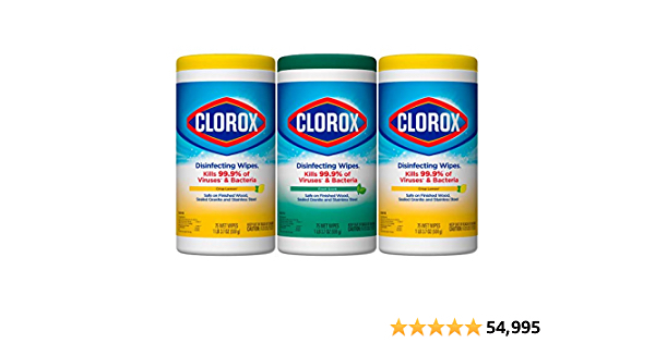 Clorox Disinfecting Wipes Value Pack, 75 Ct Each, Pack of 3 (Package May Vary) - $9.12