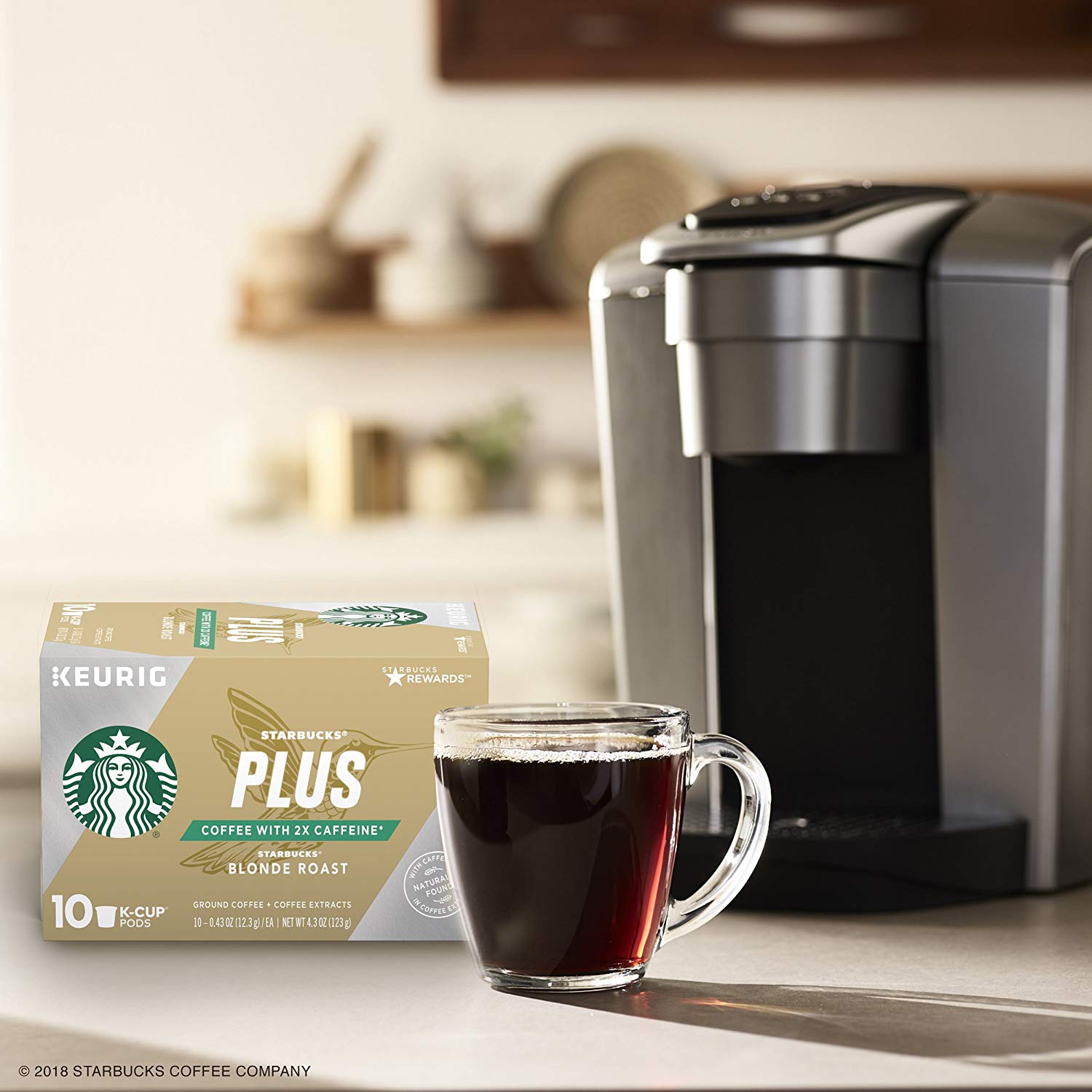 Starbucks Plus Coffee Blonde Roast 2X Caffeine K-Cups, 60 K-cups (6 Boxes of 10 K-cups), $17.03 @ Amazon Warehouse ($0.28/K-cup)