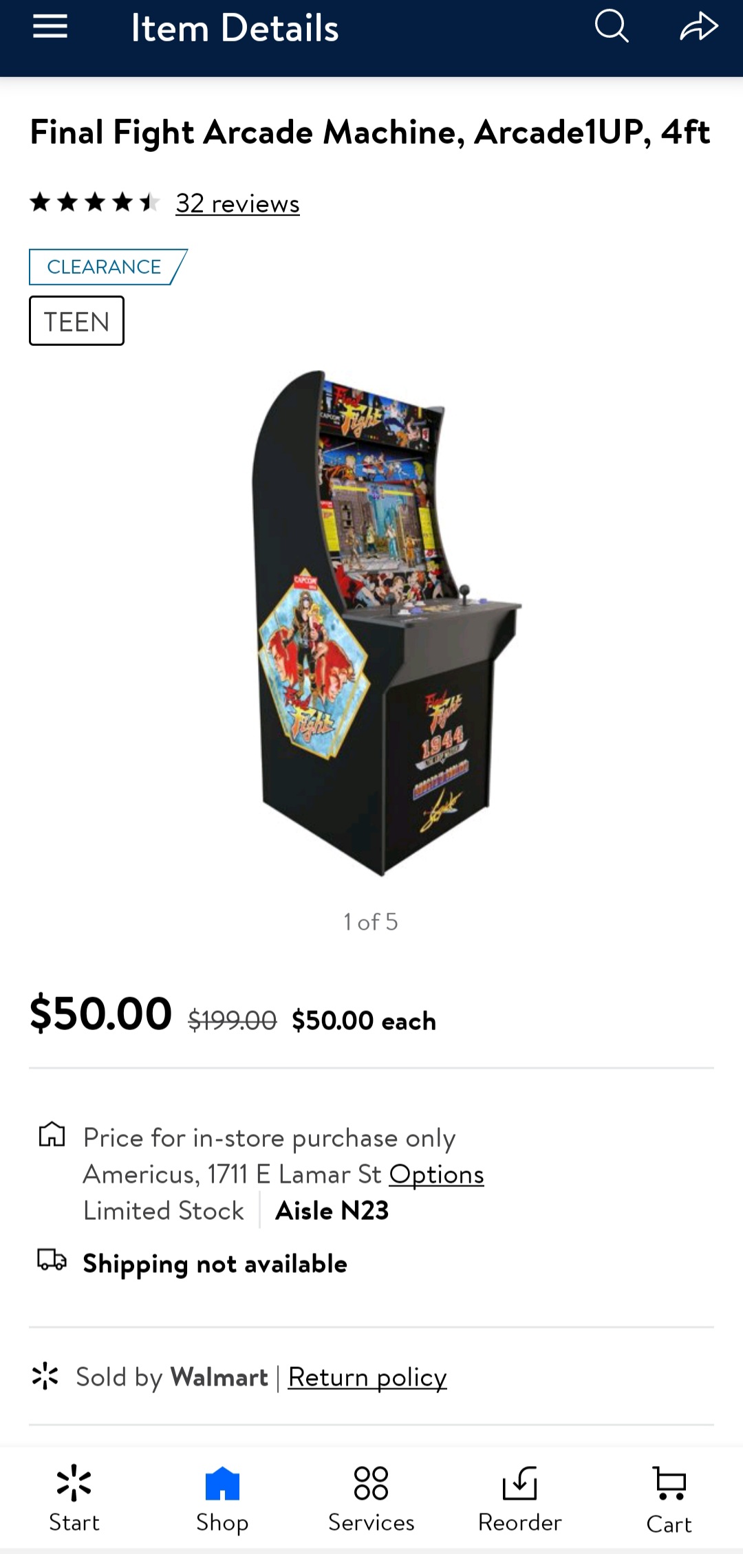 Select arcade1up cabinets $50 clearance at Walmart YMMV