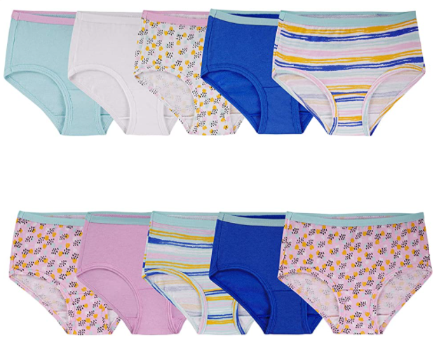 10 Pack - Fashion Assorted Fruit of the Loom Girls' Cotton Brief Underwear-Size 8-$2