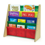 Humble Crew Kids Book Rack with Fabric Sling Sleeves, Brown $19