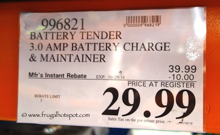 [Costco] Battery Tender 3.0 AMP Battery Charger and Maintainer (12v/6v) [Nov 18-28] - $29.99