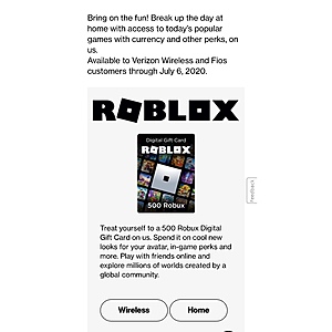 Verizon Customers: Free 500 Roblox Digital Gift card - Doctor Of Credit