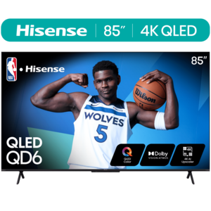Hisense 85-Inch Class QD6 Series QLED UHD 4K HDR Google Smart TV (85QD6N) - QLED, Dolby Vision, Dolby Atmos, 4K AI Upscaler, Motion Rate 120, HDR 10+ $648