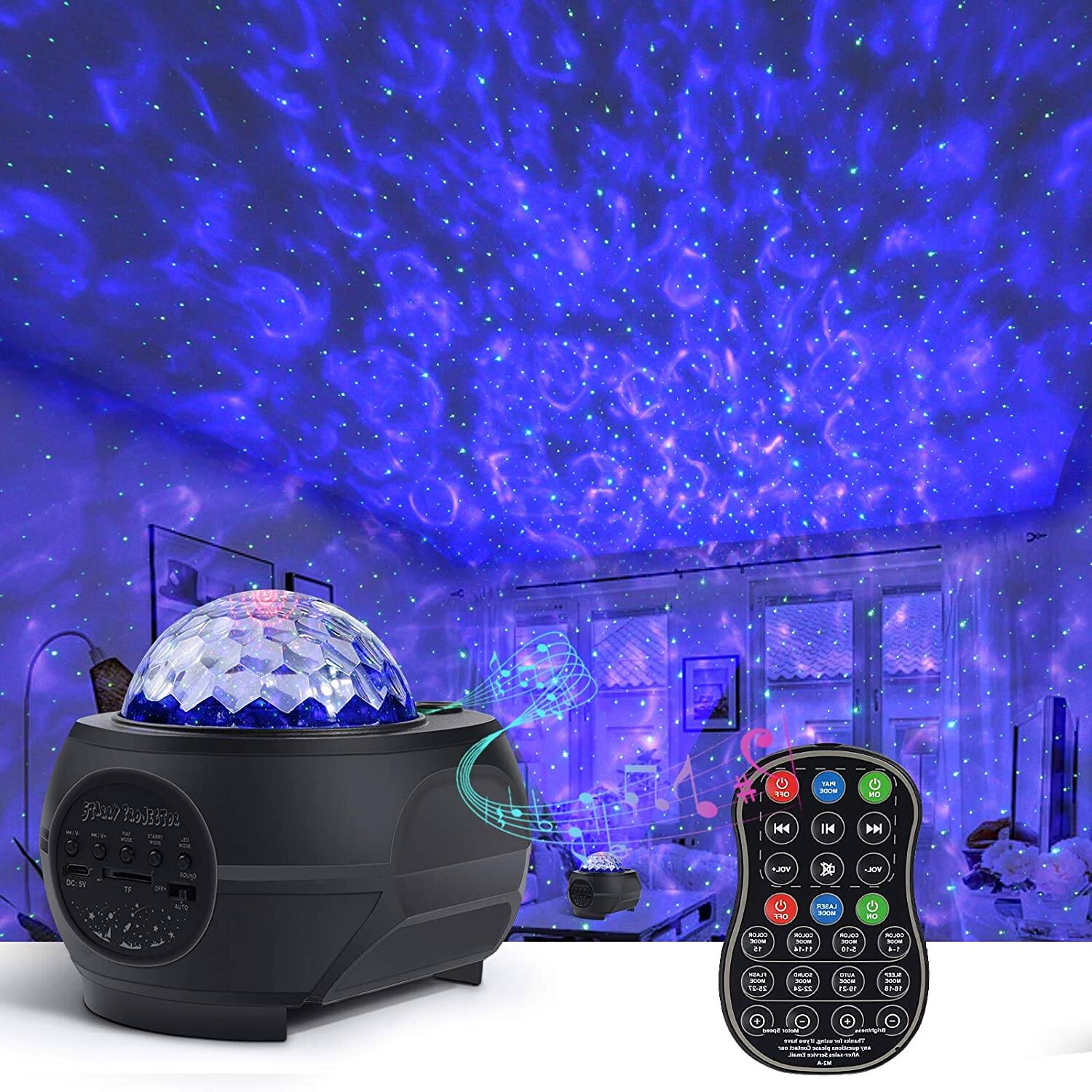 Star Projector Night Light for Kids Bedroom, Galaxy Globe Sky Ceiling Lamp with Bluetooth Speaker Music Remote Control, 15 Colors Starry Planetarium with Nebula $19.79 + FS
