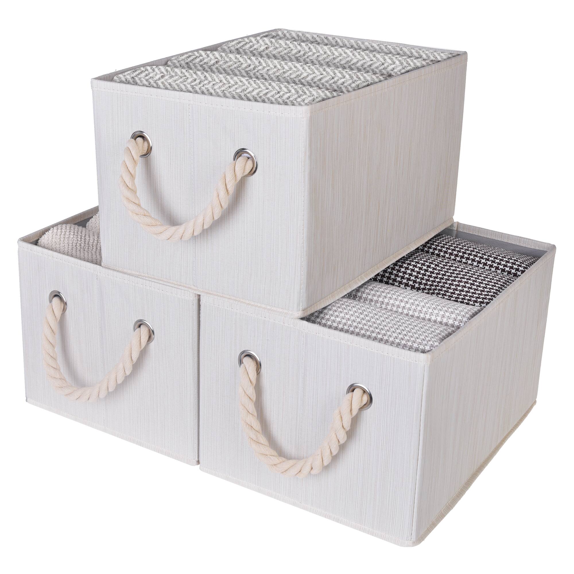StorageWorks Storage Boxes, Mixing of Beige, White & Ivory, Large, 3-Pack - $13.99 + FS w/ Prime or Orders $25+