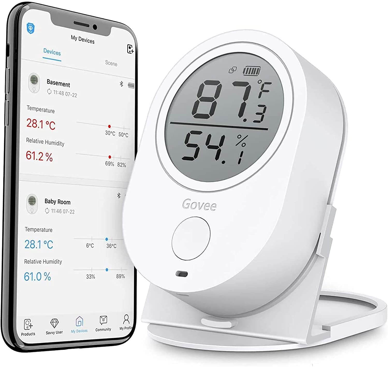 Govee Bluetooth Digital Hygrometer Thermometer, with APP Alert, 2 Year Data Record and Export - $11.99 + Free Shipping