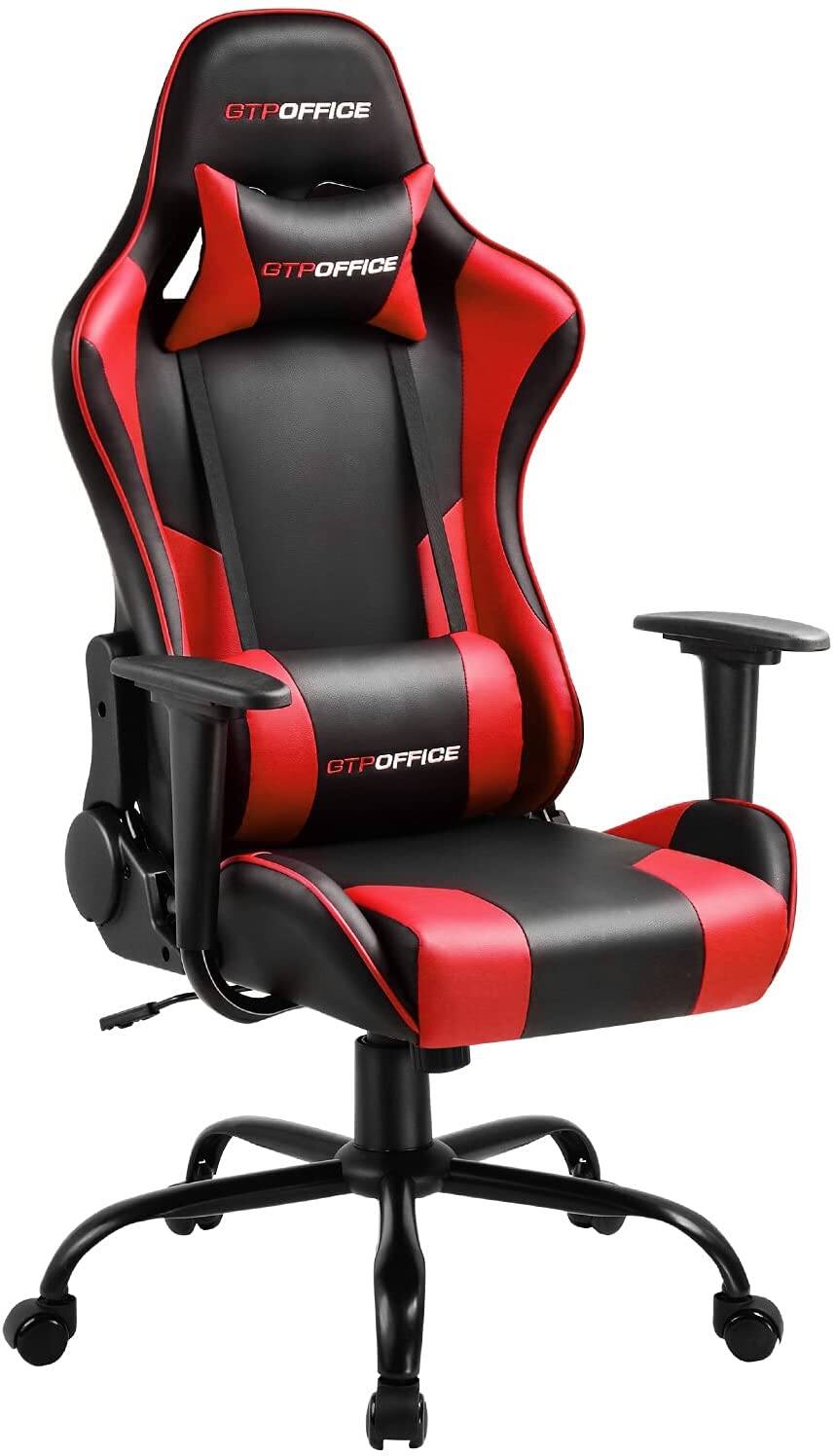 Gtracing Gaming Chair Massage Chair Racing Executive Ergonomic Adjustable Swivel Task Chair with Headrest and Lumbar Support,Red for $109.99 + Free Shipping