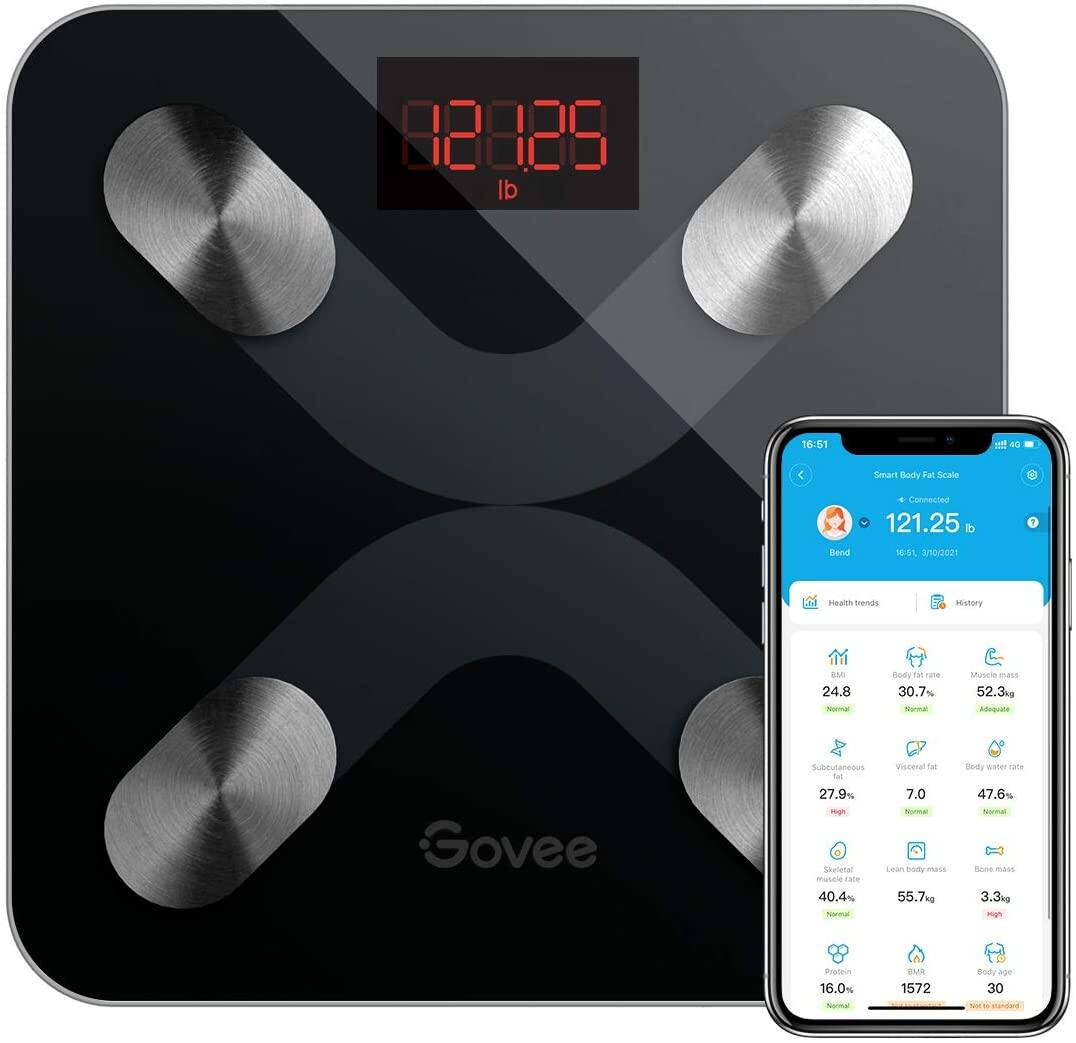 Govee Smart Bluetooth BMI Body Fat Scale, with App Body Analyzer, Sync 13 Data, Batteries Included, Black - $16.79 + Free Shipping