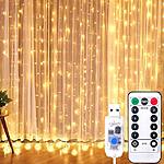 300 LEDs Window Curtain String Lights Waterproof 8 Lighting Modes with IR Remote for Christmas Party Home Decoration $9.98 + Free Shipping