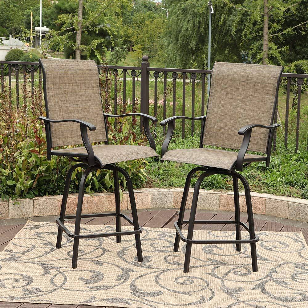 PHI VILLA 2-Pack Swivel Bar Stools Patio Furniture From $199.99 + Free Shipping