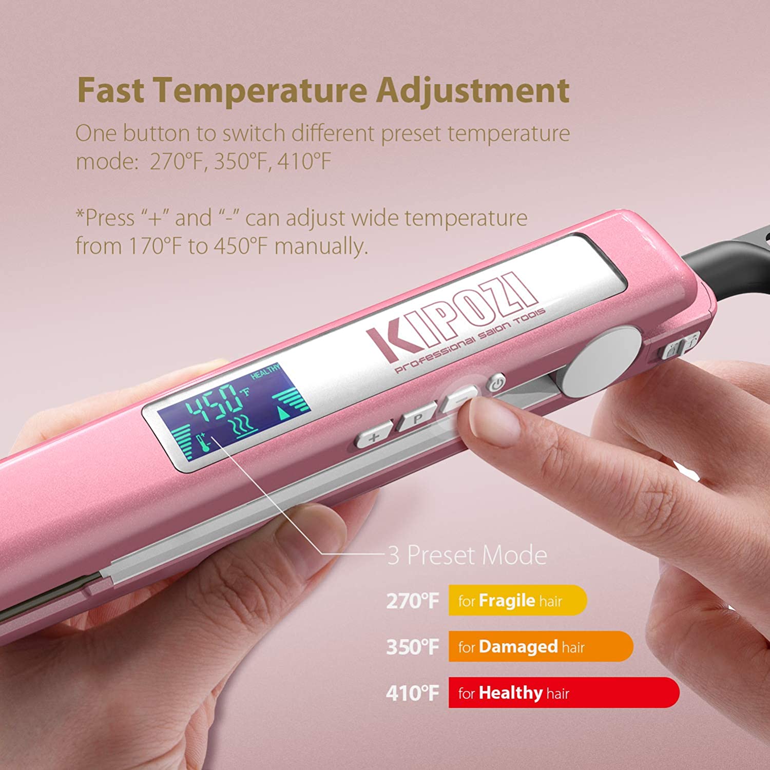 KIPOZI Hair Straightener with Adjustable Temperature $17.24 + Free Shipping