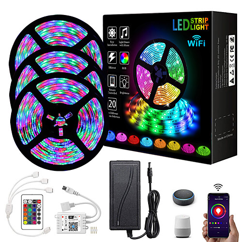 15m Rgb Led Strip Lights Mobile Control Ir Remote With Adapter Kit