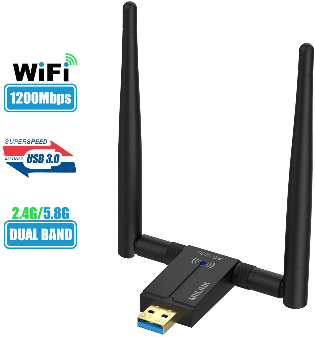 Wireless Ac1200 Usb 3 0 Wifi Adapter For Pc 802 11ac 1200mbps Dual 5dbi Antennas 5g 2 4g 15 59 Fs