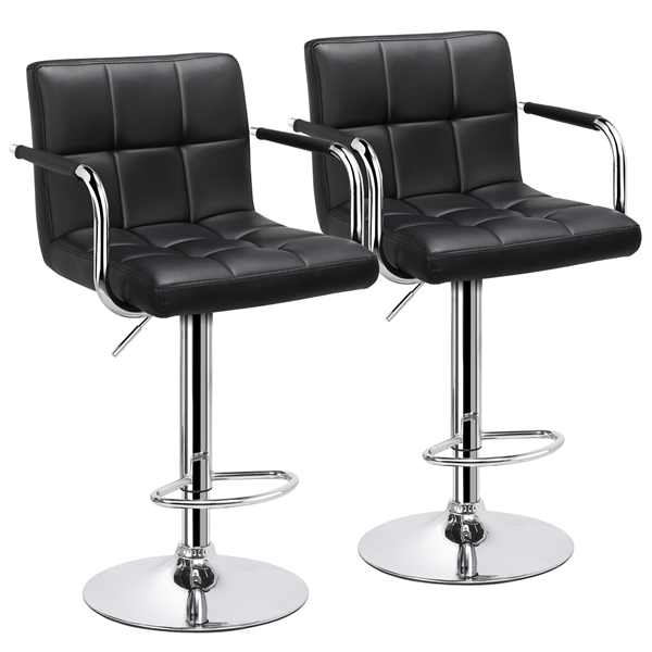 Smilemart 2pcs Adjustable Modern Bar Stools Swivel Pu Leather Kitchen Stool Quikcompare