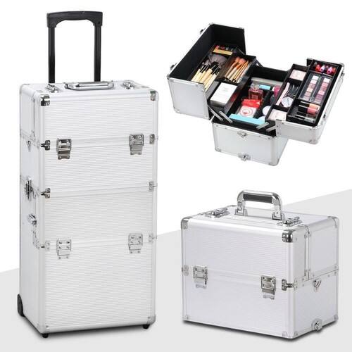 Yaheetech 3 in 1 Professional Aluminum Rolling Makeup Trolley, Silver $71.19 + Free Shipping