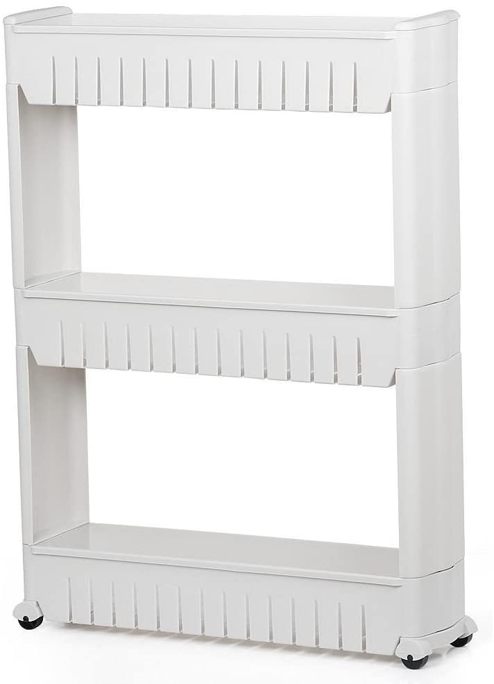 3 Tier Mobile Shelving Unit Slim Slide-Out Storage Tower $18.85 + Free shipping
