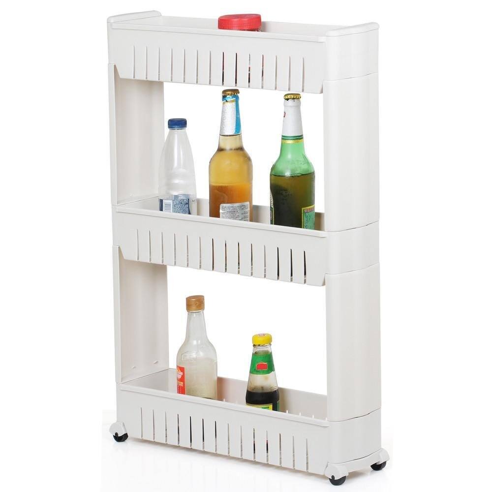 3 Tier Mobile Shelving Unit Slim Slide-Out Storage Tower $18.99 + Free Shipping