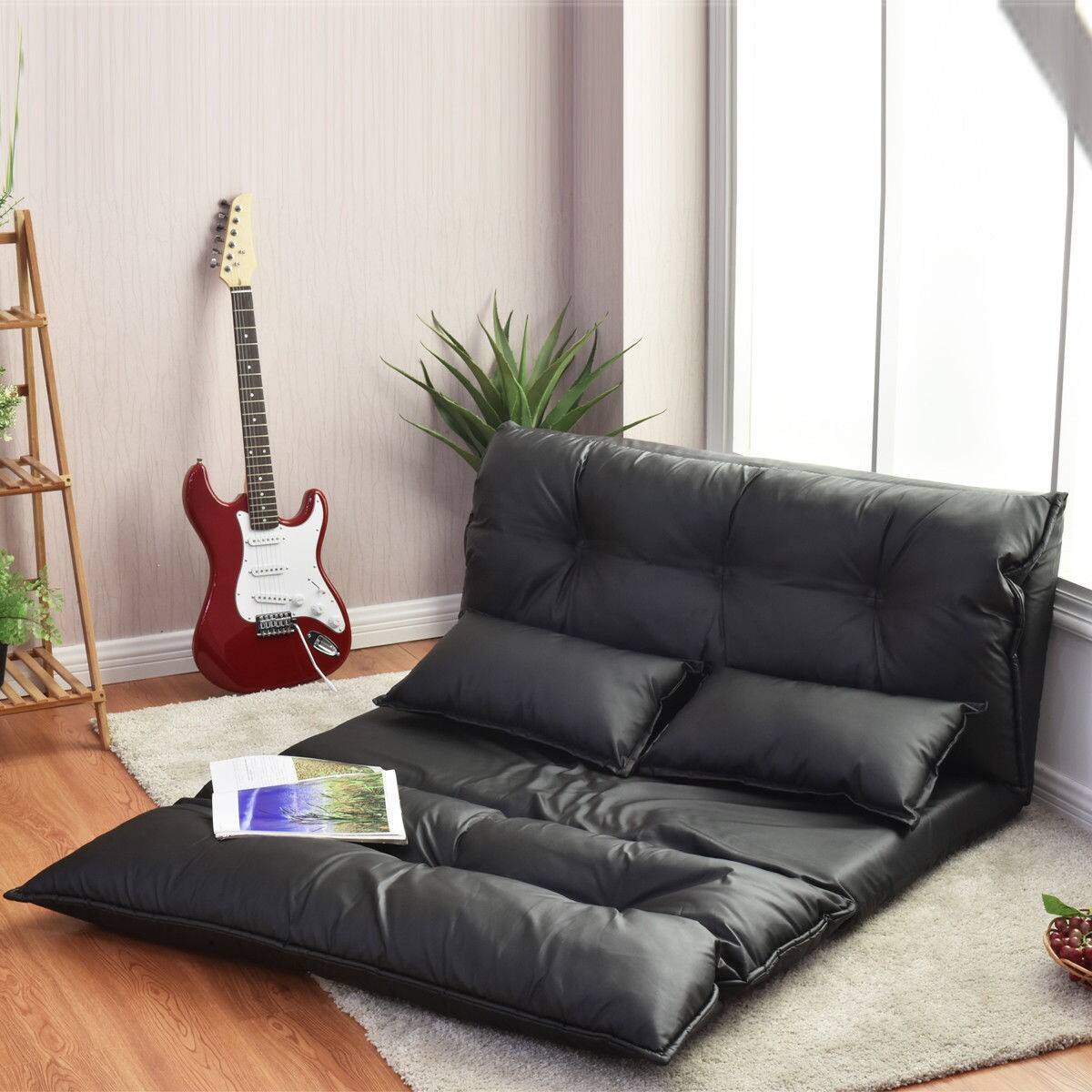 Costway Foldable PU Leather Leisure Floor Sofa Bed w/ 2 Pillows - $117.95 + Free Shipping