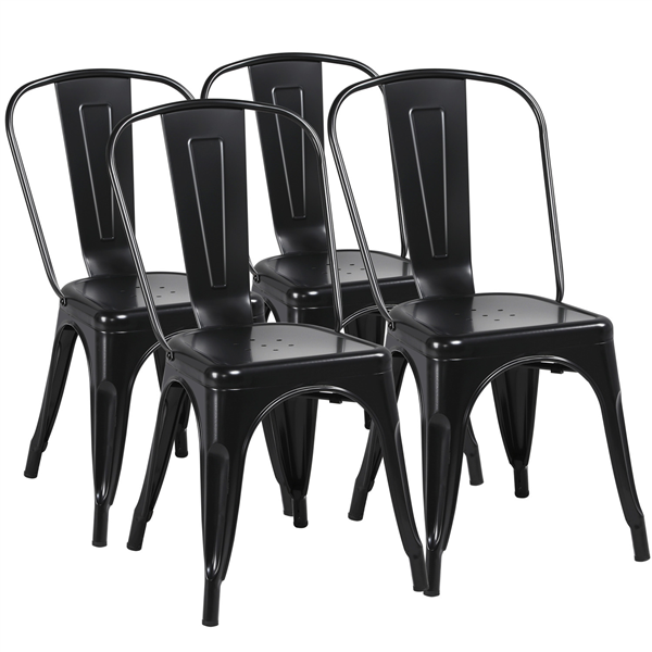 4-Pack SmileMart Industrial Modern Metal Dining Chairs, Black - $106.96 + Free Shipping