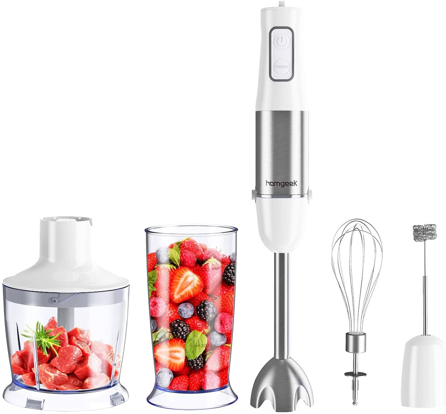 Immersion Hand Blender, 500W 6-Speed 5-in-1 Stainless Steel Stick Blender with BPA-Free Food Chopper, 600ml - $33.99 + Free Shipping