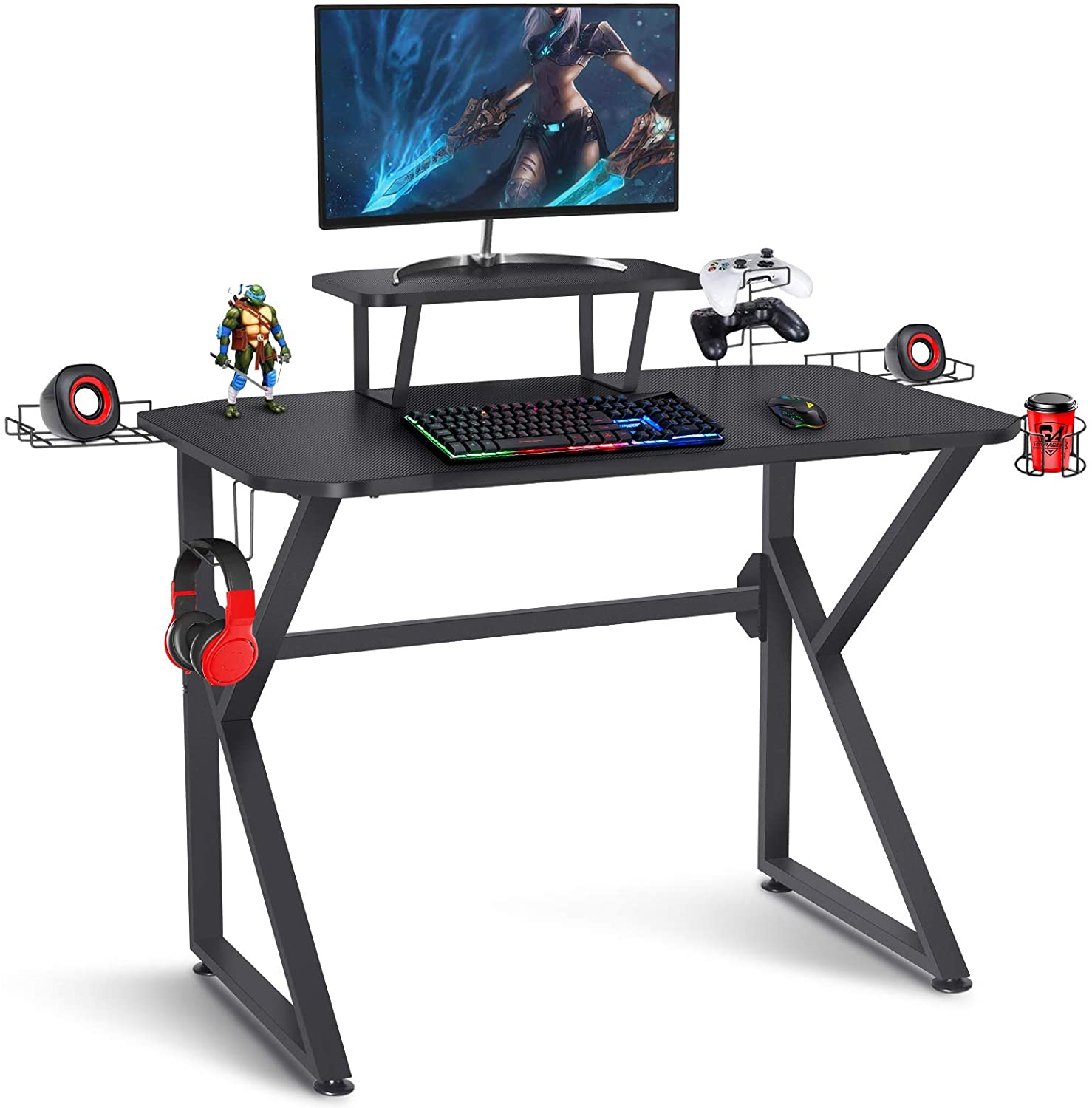 GTRACING 39 Inch Gaming Desk Pc Workstation Home Office w/ Headphone