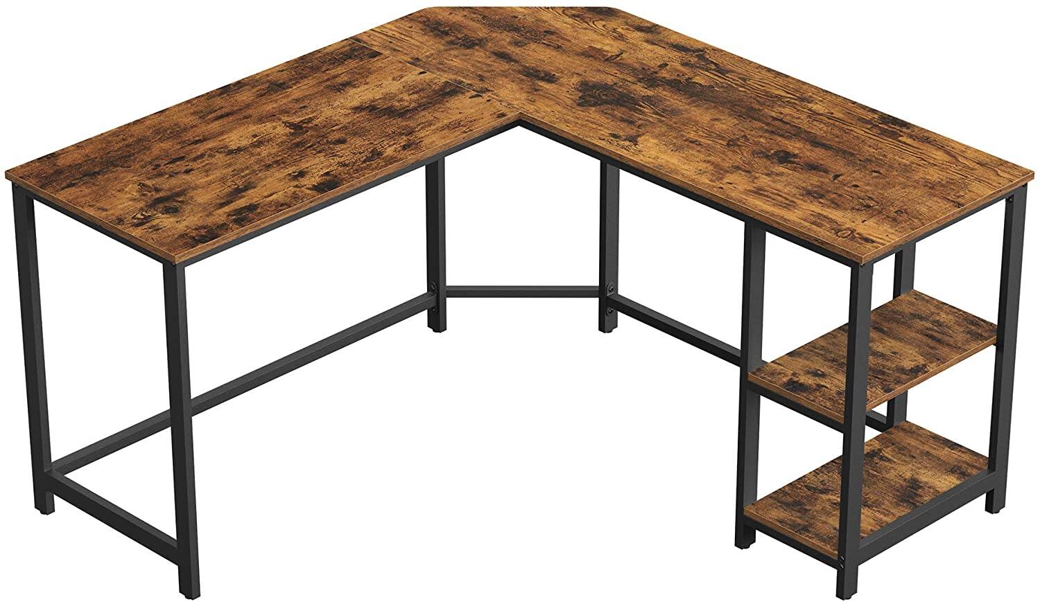 VASAGLE 54'' L-Shaped Desk with Shelves / Monitor Stand Options from $94.49 + Free Shipping