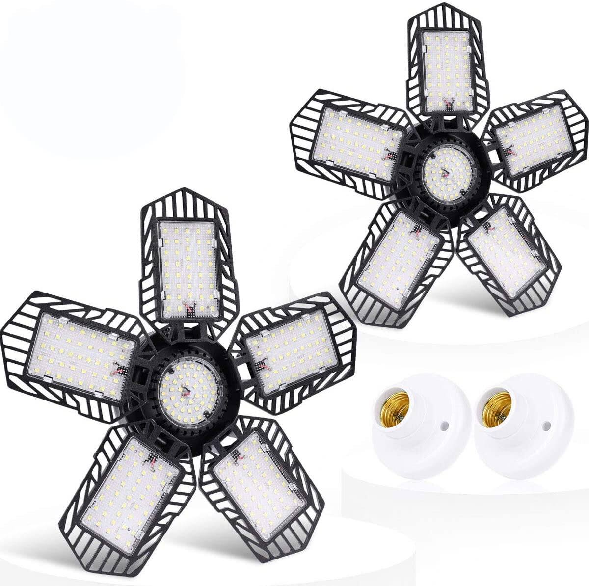 Tanbaby LED Garage Lights 2 Pack 150W, 15000LM with 5+1Multi-Position Panels Deformable LED Garage Lights E26/E27 Garage Lighting LED Shop Light 6500K Daylight $35.99 + FS