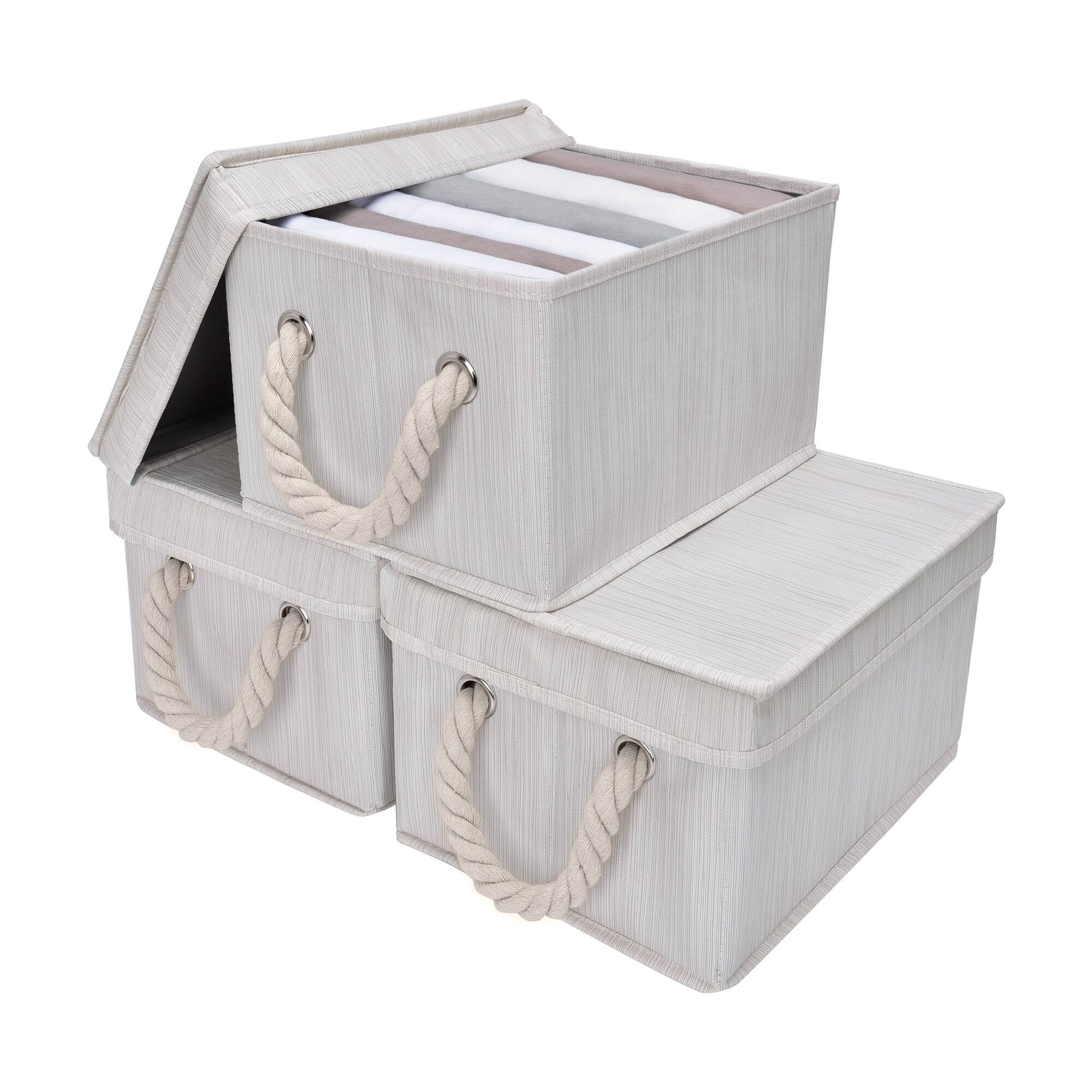 StorageWorks Storage Boxes With Lids, Mixing of Beige, White & Ivory, Medium, 3-Pack $17.99 + Free Shipping