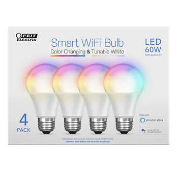 Feit Electric Wi-Fi Smart Bulbs, Color Changing 4-pack $19.99