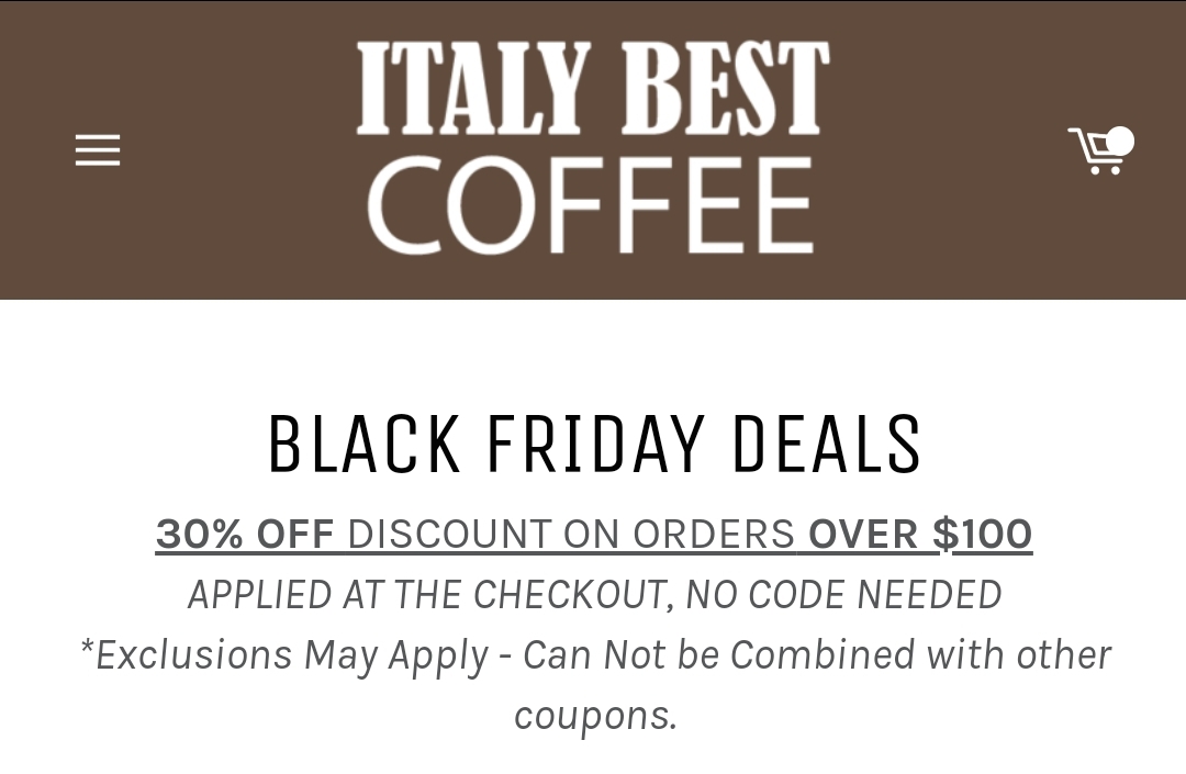 Italy Best Coffee 30% OFF sale on orders $100+ FREE SHIPPING