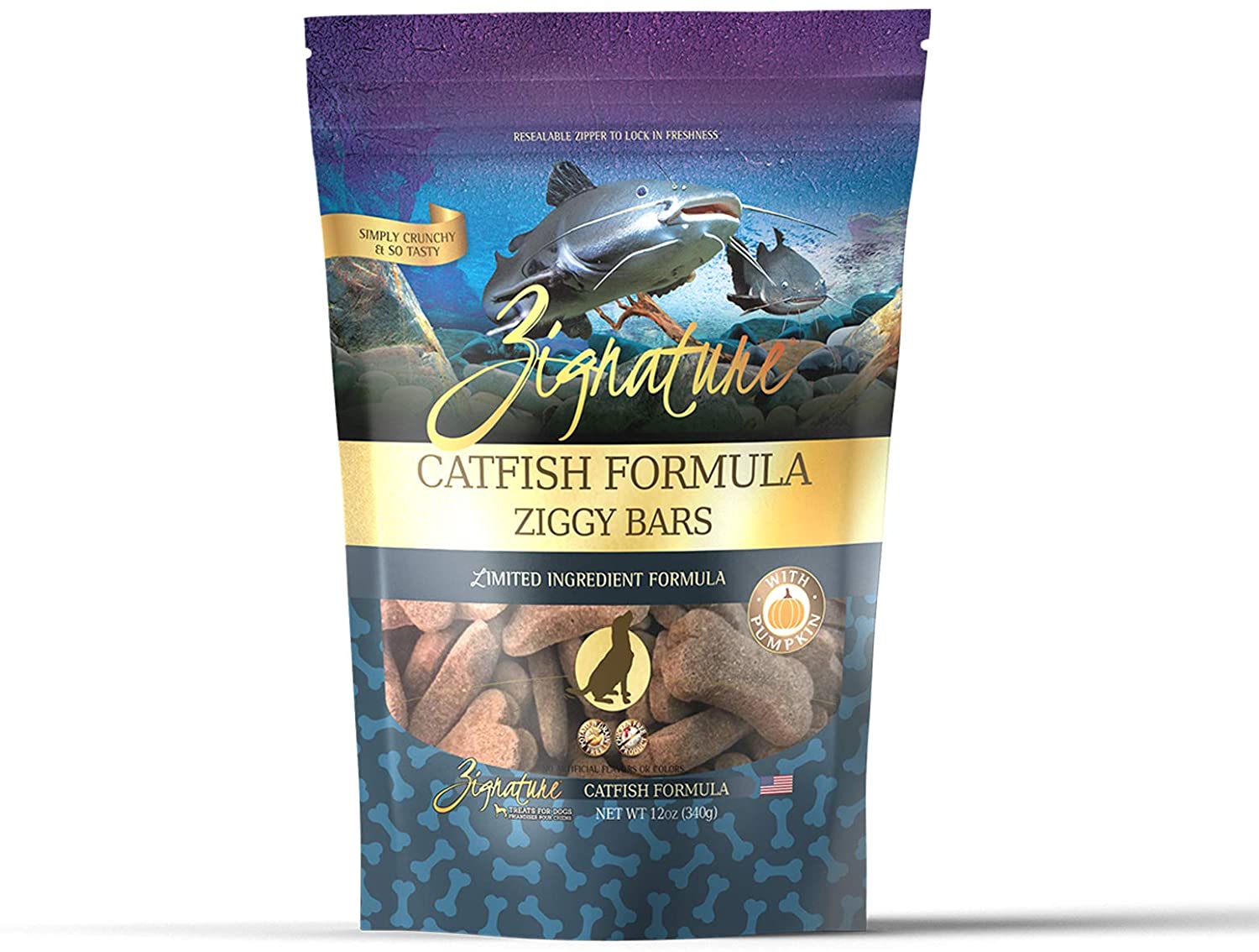 12-Oz Zignature Limited Ingredient Formula Ziggy Bars Biscuit Dog Treats (Catfish) $4.10 + Free Shipping w/ Amazon Prime or Orders $25+