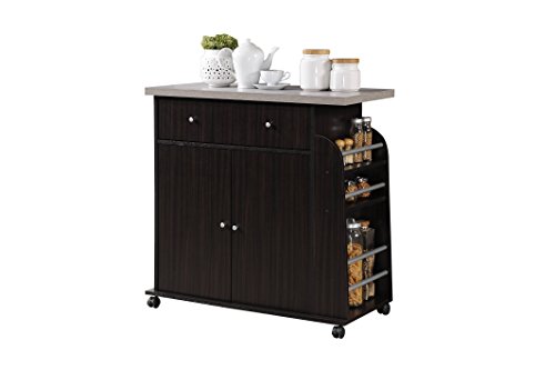 Hodedah Kitchen Island with Spice Rack and Towel Rack (Chocolate) $80.60 + Free Shipping