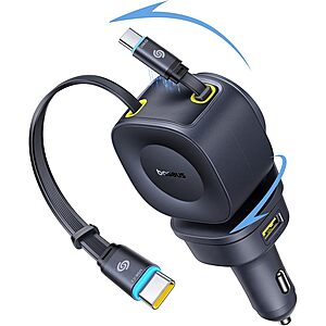 Baseus 163W 4-in-1 Car Charger w/ Dual 31.5" Retractable USB-C Cables $29.99 + Free Shipping w/ Prime or on $35+